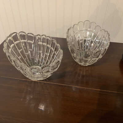 Pair of Oval Crystal Leaded Bowls