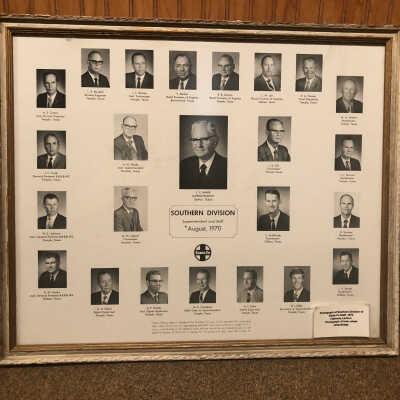 Framed photo of Southern Division of Santa Fe Staff, 1970