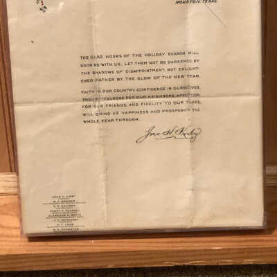 Framed letter: Season Greetings letter