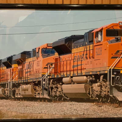 Framed Photo of BNSF Train Engines