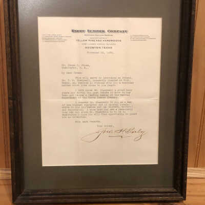 Framed letter: addressed to Jesse H. Jones
