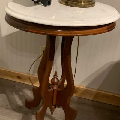 Vintage Victorian Style Marble Top Side Table