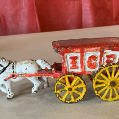 Cast Iron Ice Wagon and Horse