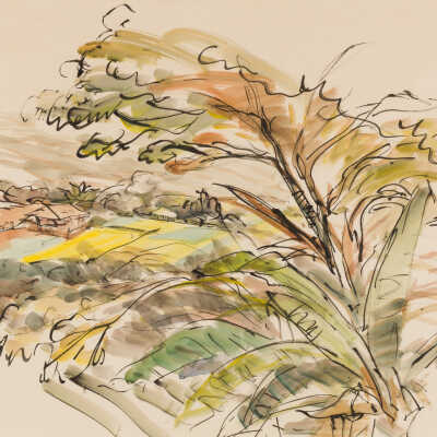 Village in Lush Landscape