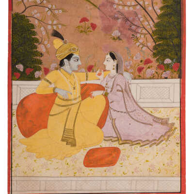 A nobleman and his mistress seated on a terrace