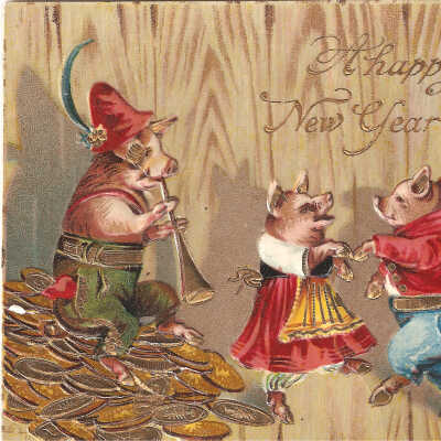 Postcard, New Years, 1909