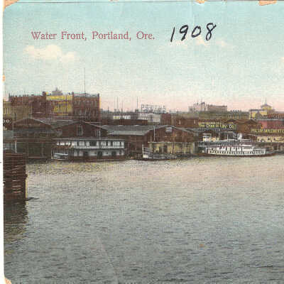 Postcard, Portland Water Front, 1908