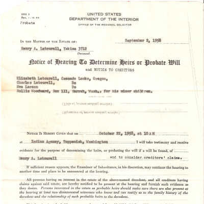 Probate for Henry Latourell (Deceased)