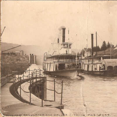 Photograph, Sternwheelers in Cascade Locks, 1896,