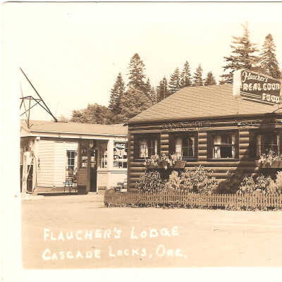 Postcard, Flaucher's Lodge, Cascade Locks
