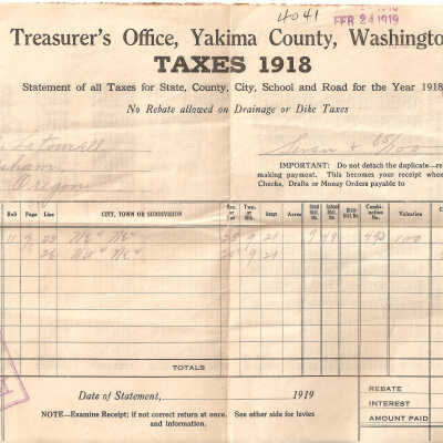 Taxes, 1918, Yakama County