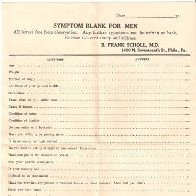 Questionnaire, Doctors Office, For Men