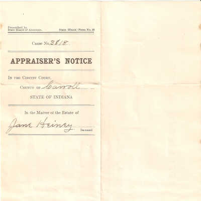 Land Appraisal, Carroll Indiana, to Elizabeth Latourell