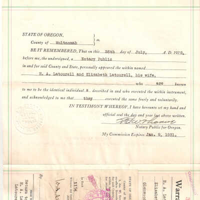 Deed From Mr. and Mrs. H. A. Latourell to Glenwood G. Miller