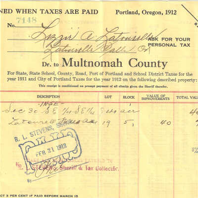 Taxes, 1911, Latourell