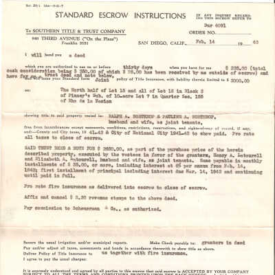 Escrow Document, Latourell Estate