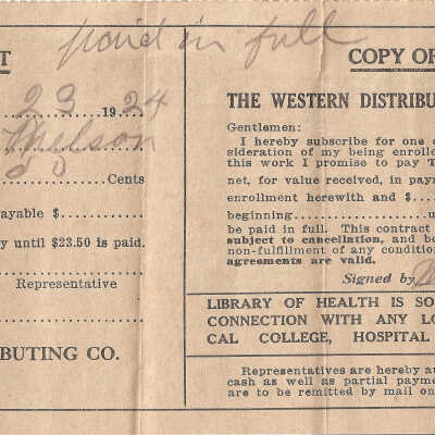 Receipt, Library of Health