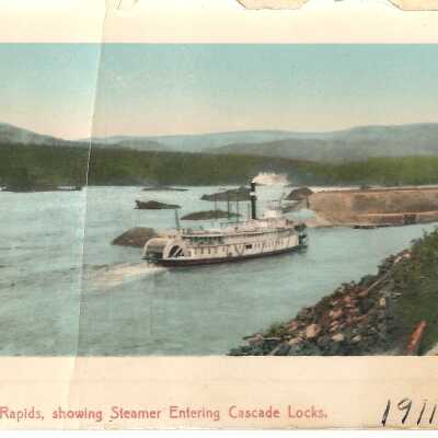 Post Card, Steamer Entering Locks, 1911