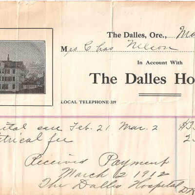 Receipt From The Dalles Hospital