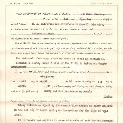 Document, Latourell Estate, Lease