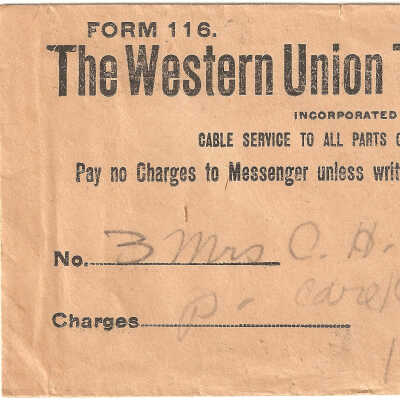 Telegram, The Western Union, To Mrs. Latourell