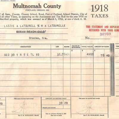 Taxes, 1918, Latourell