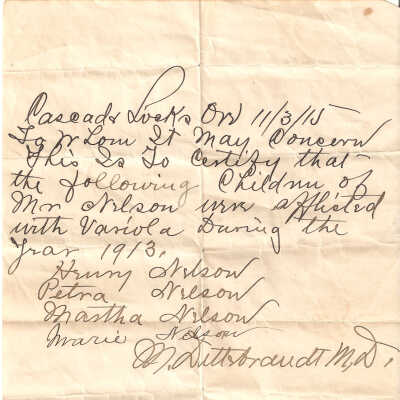 Letter From M. Dittebrandt, M.D., Smallpox