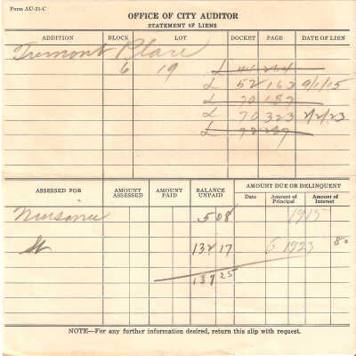 Receipt, City Auditor