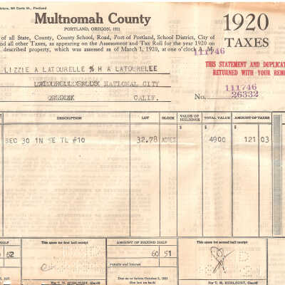 Taxes, 1920, Latourell