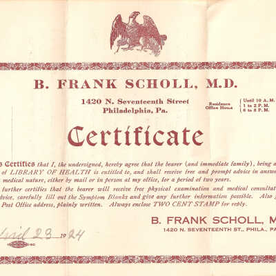Document for Free Medical B. Frank Scholl, M.D.