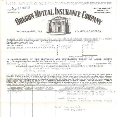 Insurance Document, Latourell Estate