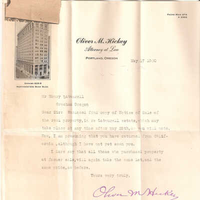 Letter, Article, Grace Latourell, Deceased