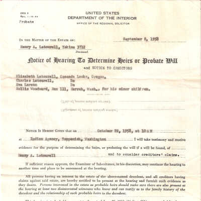 Probate for Henry A. Latourell (Deceased)