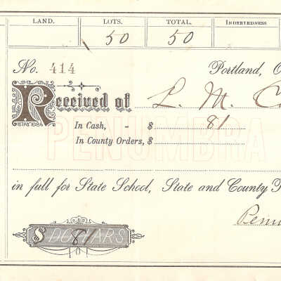 Tax Receipt, 1890-1891, Larourell
