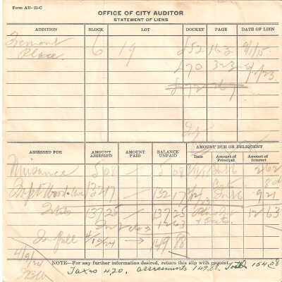 Receipt, City Auditor