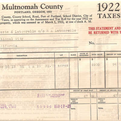 Taxes, 1922, Latourell
