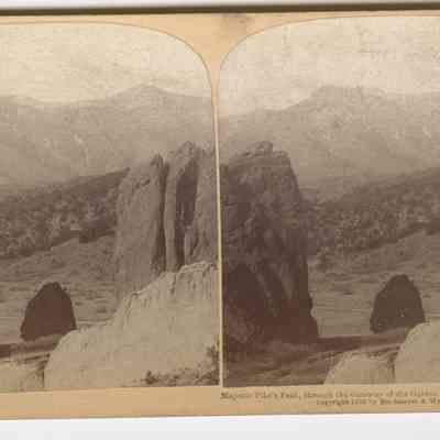 J – “Majestic Pike’s Peak, through the Gateway of the Garden of the Gods, Colorado USA” 1898