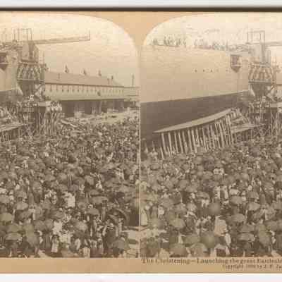 h - "the Christening - Launching the great battleship "Illinois" Newport News"