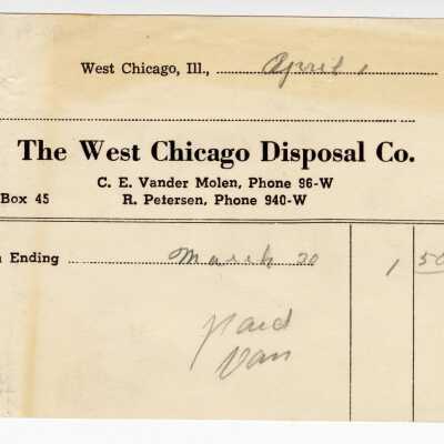 Receipt, The West Chicago Disposal Co