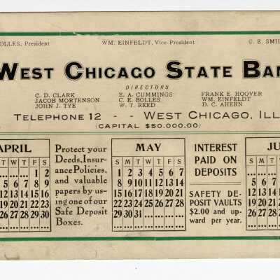 Blotter, Calendar, West Chicago State Bank