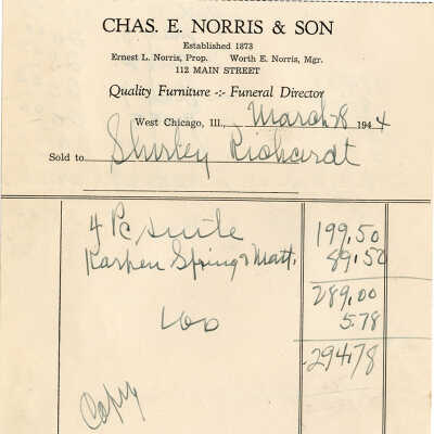 Bill of Sale, Furniture