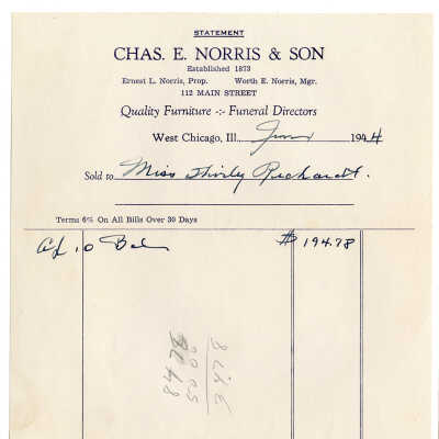 Statement, Bill from Chars. E. Norris & Son