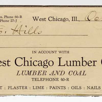 Receipt header, West Chicago Lumber Company