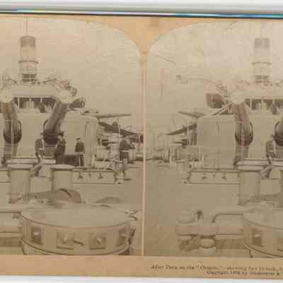 d – “After Deck on the “Oregon” – showing two 13-inch, for 8-inch, and two 6-inch guns”