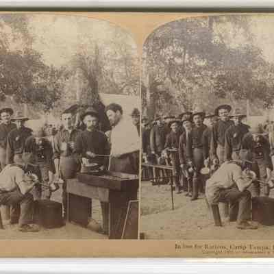 q - " In line for Rations, Camp Tampa, Florida USA"