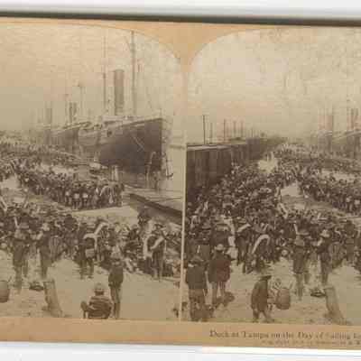 r- "Dock at Tampa on the Day of Sailing for Santiago de Cuba"