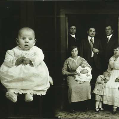 Two Photographs - Baby and Family