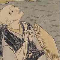 Fuji-mi Saigyo (Saigyo Riding an Ox and Gazing at Mount Fuji) hashira-e