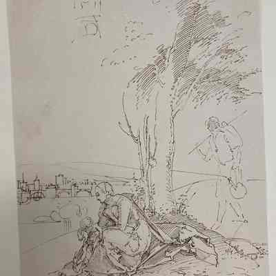 Durer Reproduction (Woman and Child Under Tree)
