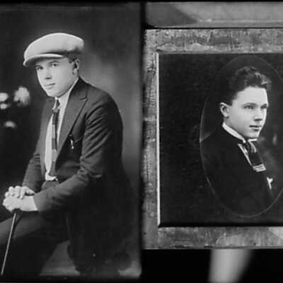 Double Photo of Man and His Portrait